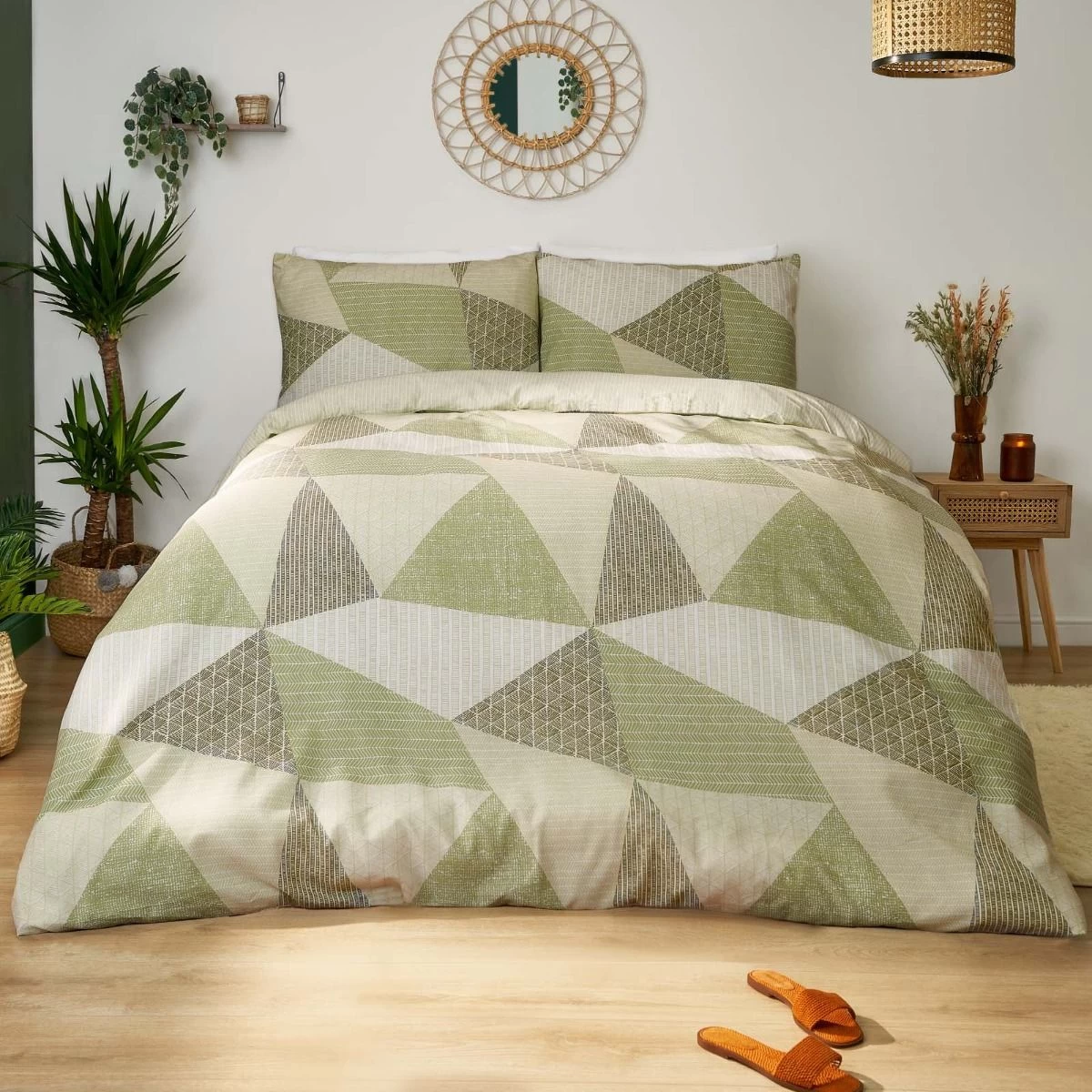 Dreamscene Textured Geo Duvet Set - Sage 4 Dreamscene Textured Geo Duvet Set - Sage - Image 4