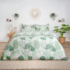 Dreamscene Tropical Print Duvet Set - Sage