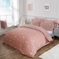 Dreamscene Star Teddy Fleece Duvet Cover Set - Blush -Sienna Store ddhstst duvet set teddy stars blush sv hr