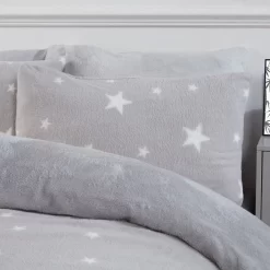 Dreamscene Star Teddy Fleece Duvet Cover Set - Grey -Sienna Store ddhstst duvet set teddy stars grey cu