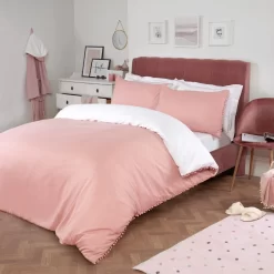 Dreamscene Pom Pom Duvet Cover Set - Blush / White 8 Dreamscene Pom Pom Duvet Cover Set - Blush / White -Sienna Store ddmfpom pom pom duvet set blush white ss3