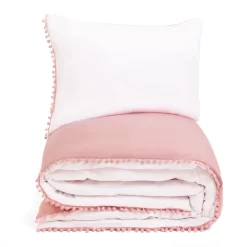 Dreamscene Pom Pom Duvet Cover Set - Blush / White 9 Dreamscene Pom Pom Duvet Cover Set - Blush / White -Sienna Store ddmfpom pom pom duvet set blush white ss5