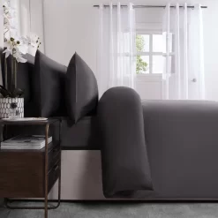 Highams Luxe 400 Thread Count 100% Cotton Sateen Duvet Set - Charcoal -Sienna Store dhs2tccl 4s