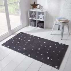 Dreamscene Star Print Rug - Charcoal