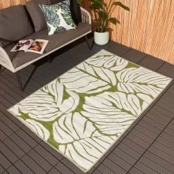 Dreamscene Tropical Print Outdoor Rug - Green/White