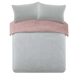 Brentfords Teddy Fleece Reversible Duvet Cover Set - Blush Pink/Grey 9 Brentfords Teddy Fleece Reversible Duvet Cover Set - Blush Pink/Grey -Sienna Store edit tedgy duvet set teddy grey oh