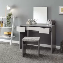 Elizabeth Dressing Table Set - Grey/White