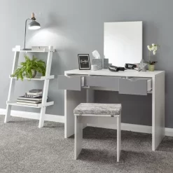 Elizabeth Dressing Table Set - White/Grey