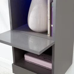 Galicia Wall Mounted Tall Shelf Unit With LED Lights - Grey -Sienna Store galtsugry galicia tall shelf unit led grey mar20 dtl 01