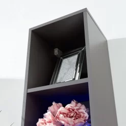 Galicia Wall Mounted Tall Shelf Unit With LED Lights - Grey -Sienna Store galtsugry galicia tall shelf unit led grey mar20 dtl 04