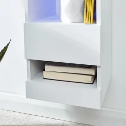 Galicia Wall Mounted Tall Shelf Unit With LED Lights - White -Sienna Store galtsuwht galicia tall shelf unit led white mar20 dtl 01