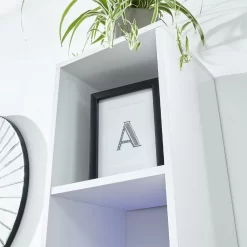 Galicia Wall Mounted Tall Shelf Unit With LED Lights - White -Sienna Store galtsuwht galicia tall shelf unit led white mar20 dtl 03