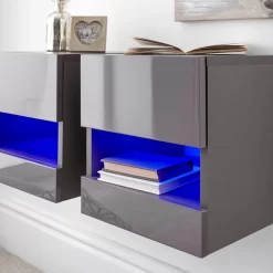 Galicia Pair Of Wall Hanging Bedside Tables - Grey -Sienna Store galwhbggg galicia bedside pair grey jul21 dtl 03