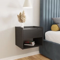 Harmony Pair Of Wall Mounted Bedside Tables - Anthracite