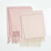 Highams 2 Pack Acrylic Throw, Plain/Chevron - Blush Pink