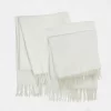 Highams 2 Pack Acrylic Throw, Plain/Chevron - Cream