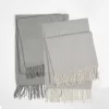 Highams 2 Pack Acrylic Throw, Plain/Chevron - Silver