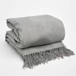 Highams 2 Pack Acrylic Throw, Plain/Chevron - Silver -Sienna Store hbacpldsi image 1s 1