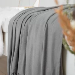 Highams 2 Pack Acrylic Throw, Plain/Chevron - Silver -Sienna Store hbacpldsi image 7s 1