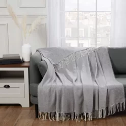 Highams Acrylic Stripe Chevron Fleece Throw, Charcoal - 150 X 200cm 11 Highams Acrylic Stripe Chevron Fleece Throw, Charcoal - 150 X 200cm -Sienna Store hbacstr acrylic stripe blanket charcoal ss1