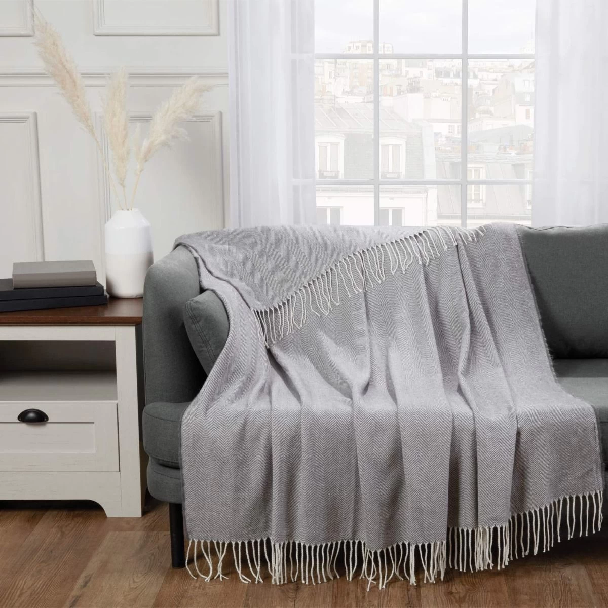 Highams Acrylic Stripe Chevron Fleece Throw, Charcoal - 150 X 200cm 6 Highams Acrylic Stripe Chevron Fleece Throw, Charcoal - 150 X 200cm - Image 6