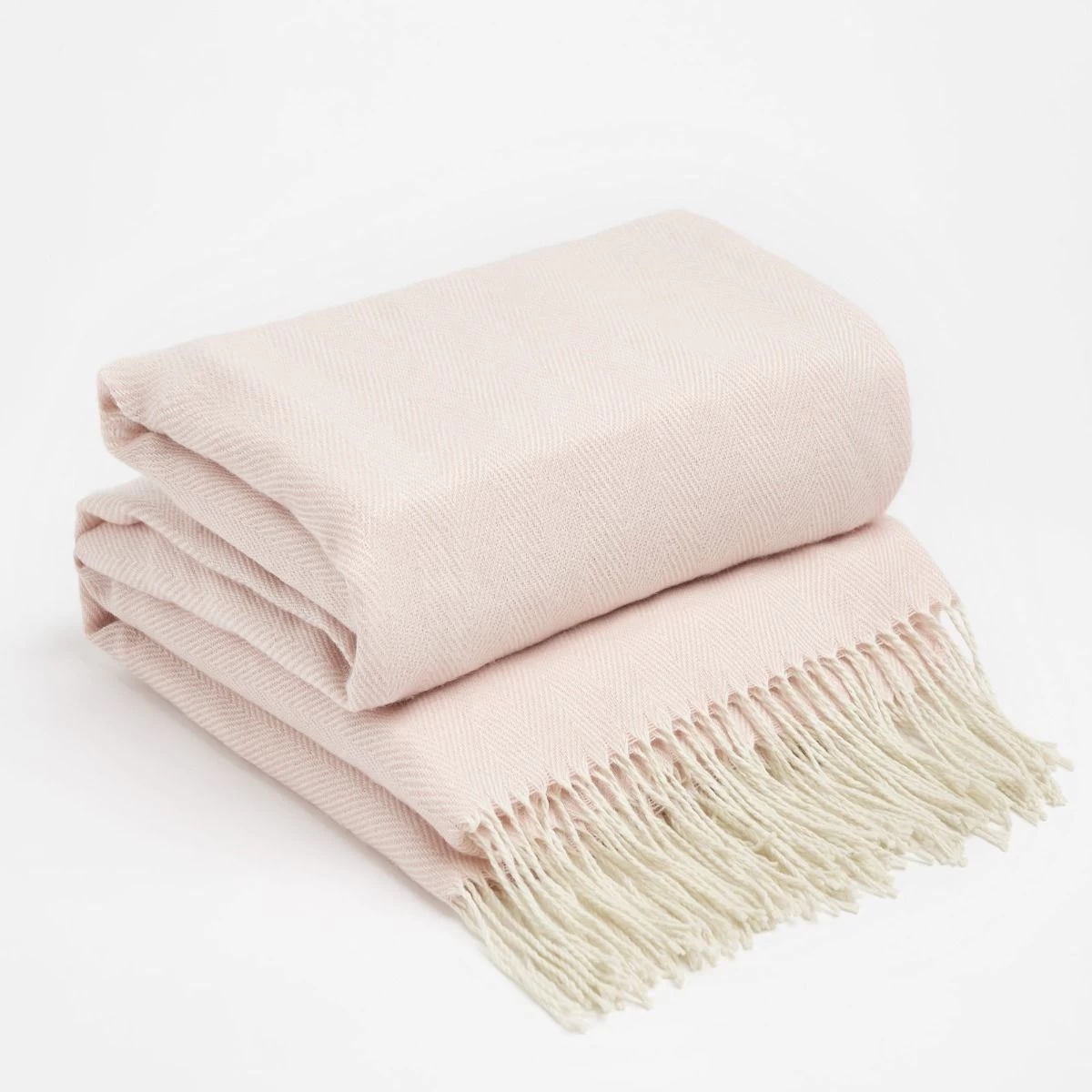 Highams 2 Pack Acrylic Throw, Plain/Chevron - Blush Pink 2 Highams 2 Pack Acrylic Throw, Plain/Chevron - Blush Pink - Image 2