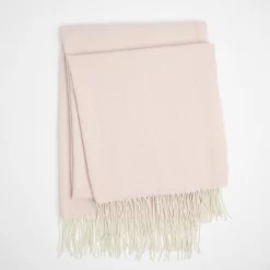 Highams Acrylic Stripe Chevron Fleece Throw, Blush - 150 X 200cm