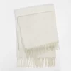 Highams Acrylic Stripe Chevron Fleece Throw, Cream - 150 X 200cm