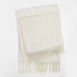 Highams Acrylic Stripe Chevron Fleece Throw, Cream - 150 X 200cm