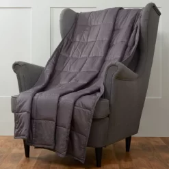Highams Cotton Weighted Blanket - Grey 8 Highams Cotton Weighted Blanket - Grey -Sienna Store hbwepld blanket weighted grey chair 3