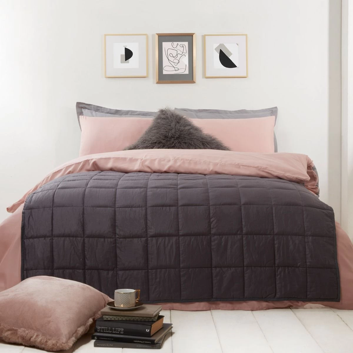 Highams Cotton Weighted Blanket - Grey 1 Highams Cotton Weighted Blanket - Grey