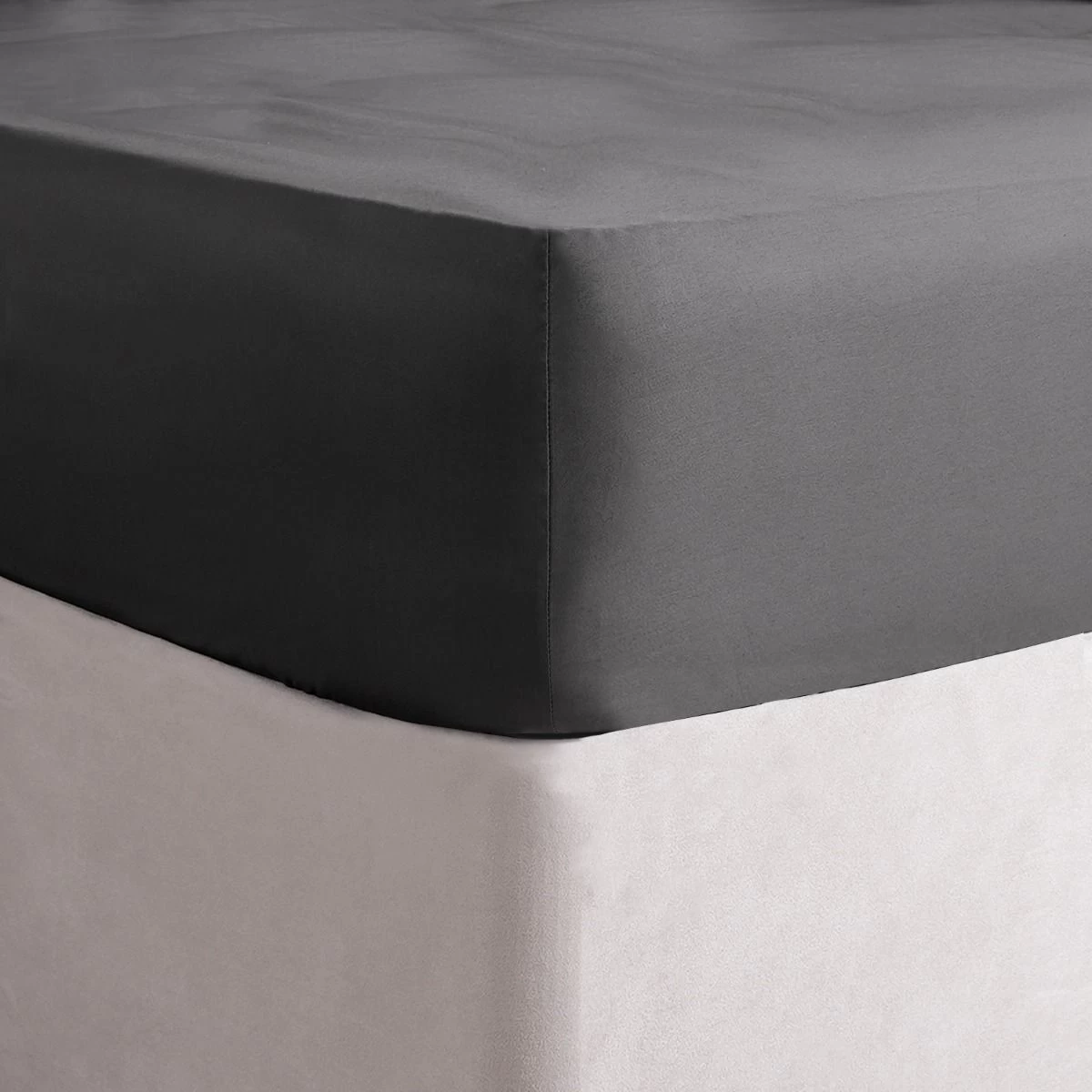 Highams Luxe 220 Thread Count 100% Cotton Sateen Fitted Sheet - Charcoal 1 Highams Luxe 220 Thread Count 100% Cotton Sateen Fitted Sheet - Charcoal