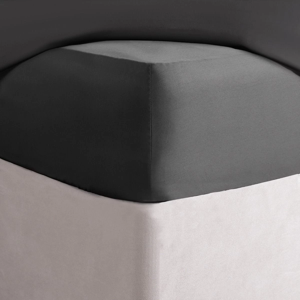 Highams Luxe 220 Thread Count 100% Cotton Sateen Fitted Sheet - Charcoal 3 Highams Luxe 220 Thread Count 100% Cotton Sateen Fitted Sheet - Charcoal - Image 3