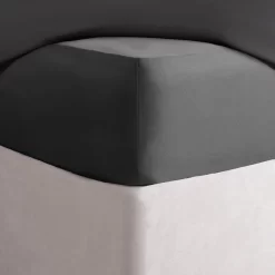 Highams Luxe 400 Thread Count 100% Cotton Sateen Fitted Sheet - Charcoal -Sienna Store hdfs2tccl 3s 5