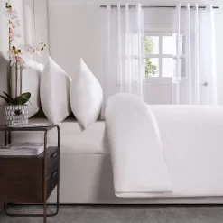 Highams Luxe 220 Thread Count 100% Cotton Sateen Duvet Set - White -Sienna Store hdhs2tcwh 4s 5