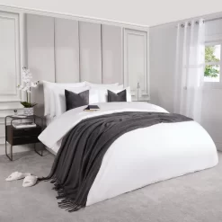 Highams Luxe 400 Thread Count 100% Cotton Sateen Duvet Set - White -Sienna Store hdhs2tcwh 8s 1