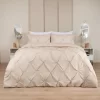 Highams Diamond Pintuck Pinch Pleat Duvet Cover Set - Beige