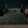 Highams Diamond Pintuck Pinch Pleat Duvet Cover Set - Forest Green