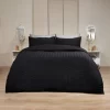 Highams Seersucker Duvet Set - Black