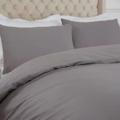 Highams 100% Cotton Plain Duvet Set - Grey -Sienna Store hplcgy7301 cotton duvet set plain grey ss3