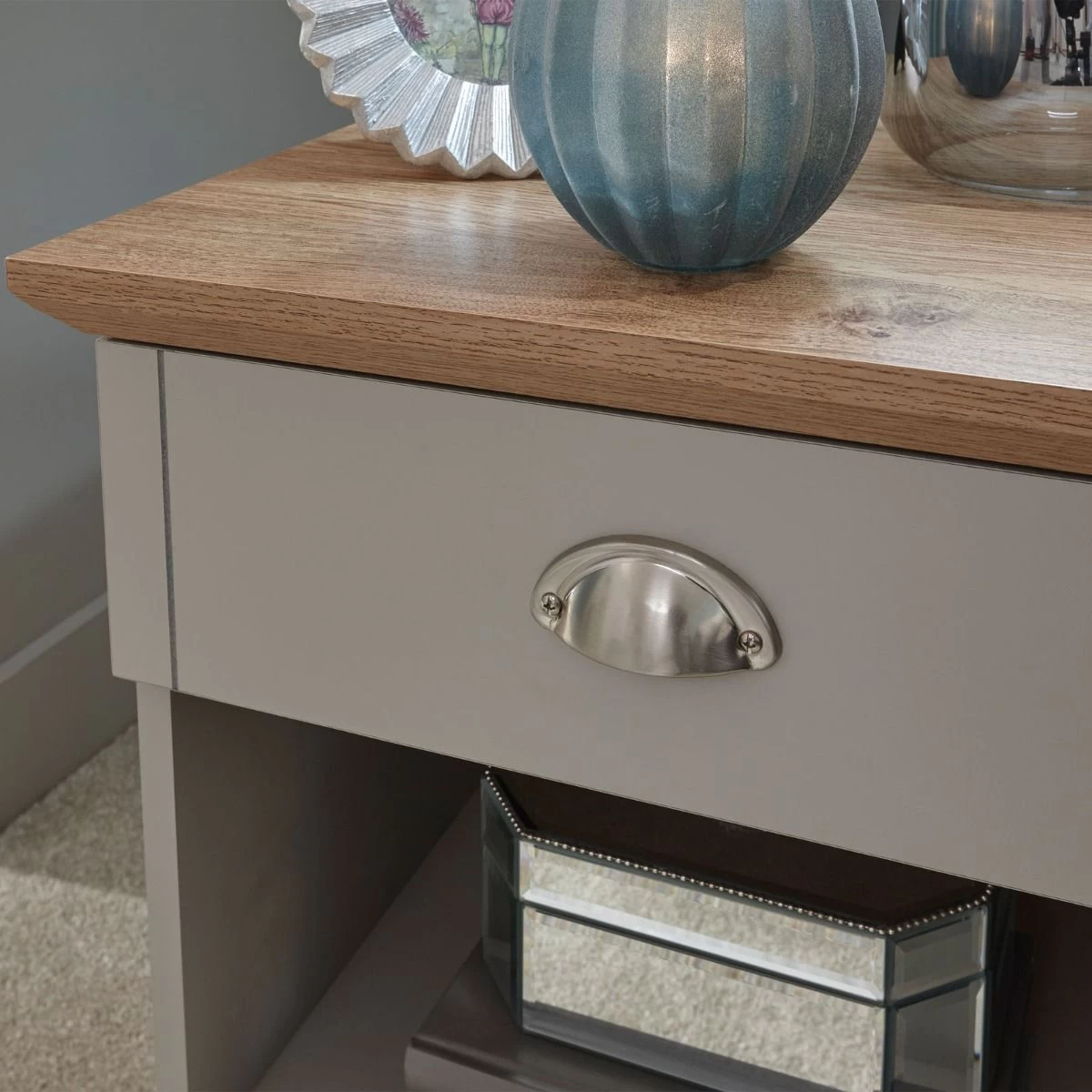 Kendal 1 Drawer Bedside Table - Grey 2 Kendal 1 Drawer Bedside Table - Grey - Image 2