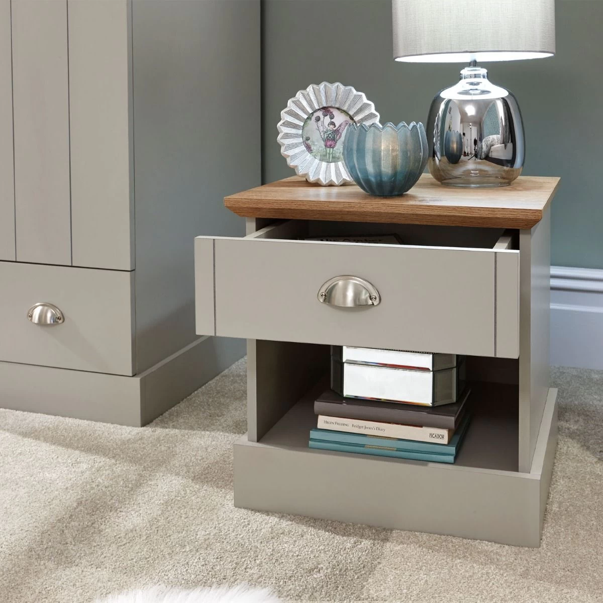 Kendal 1 Drawer Bedside Table - Grey 5 Kendal 1 Drawer Bedside Table - Grey - Image 5
