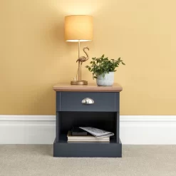 Kendal 1 Drawer Bedside Table - Slate Blue
