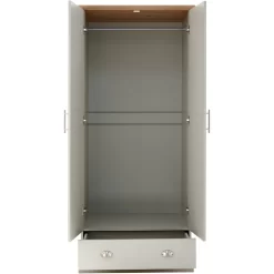 Kenda 2-Door 1-Drawer Wardrobe - Grey -Sienna Store ken21wgry kendal 2dr 1drw robe grey co 01b
