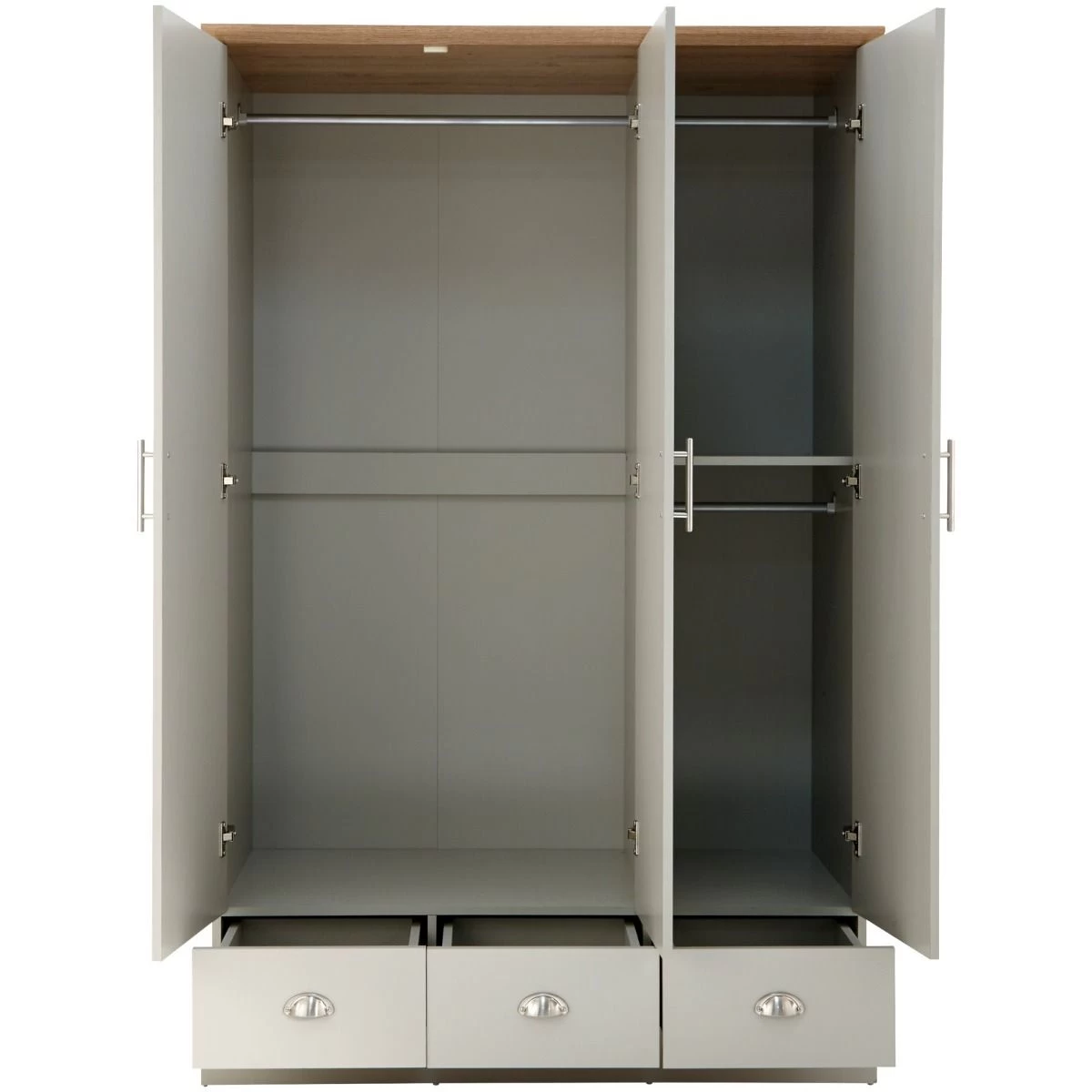 Kendal 3-Door 3-Drawer Wardrobe - Grey 6 Kendal 3-Door 3-Drawer Wardrobe - Grey - Image 6