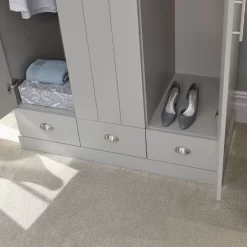 Kendal 3-Door 3-Drawer Wardrobe - Grey 8 Kendal 3-Door 3-Drawer Wardrobe - Grey -Sienna Store ken33wgry kendal 3dr3drw robe grey dtl 01