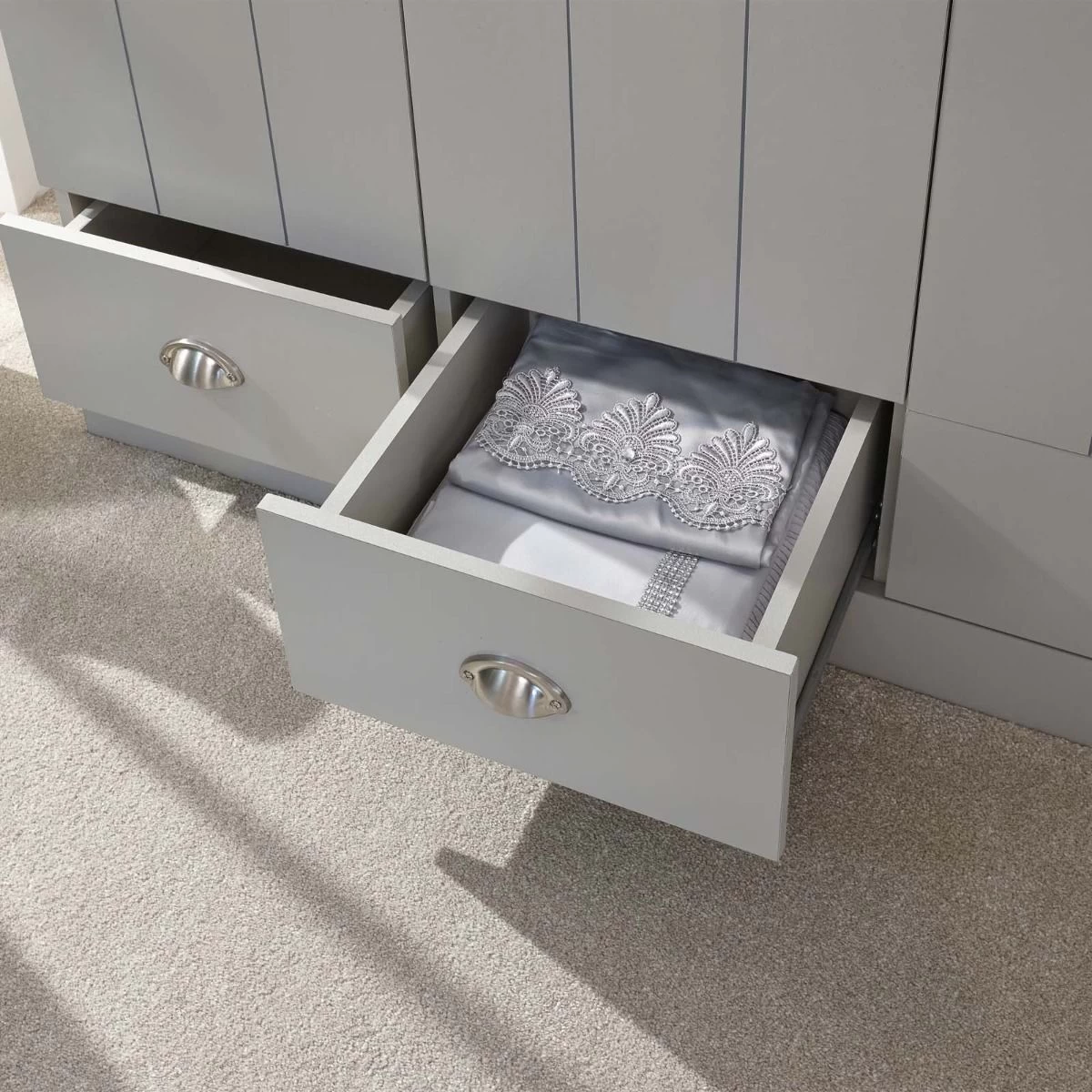 Kendal 3-Door 3-Drawer Wardrobe - Grey 5 Kendal 3-Door 3-Drawer Wardrobe - Grey - Image 5