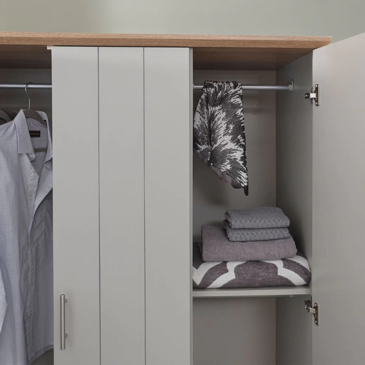 Kendal 3-Door 3-Drawer Wardrobe - Grey 2 Kendal 3-Door 3-Drawer Wardrobe - Grey - Image 2