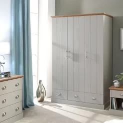 Kendal 3-Door 3-Drawer Wardrobe - Grey