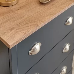 Kendal 3 Drawer Chest Of Drawers - Slate Blue -Sienna Store ken3dcsbl kendal slate blue 3drw chest sep21 dtl 02